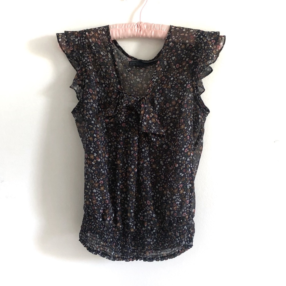 Zara Black Floral Blouse